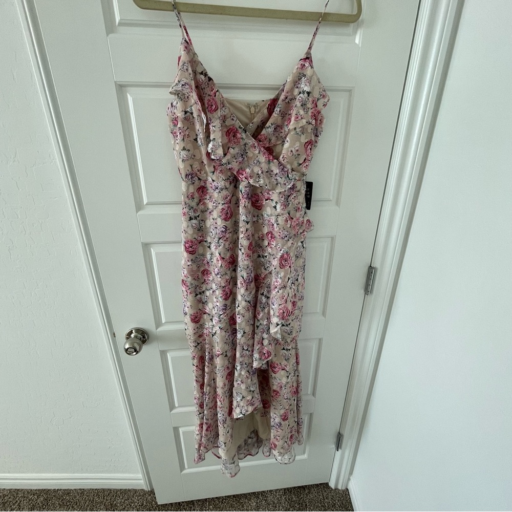 NWT Express Floral Print Ruffle Faux Wrap Hi-Lo Maxi Dress - Picture 8 of 8